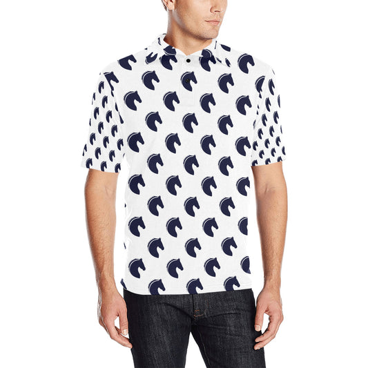 Horse Head Print Design LKS303 Men Polo Shirt