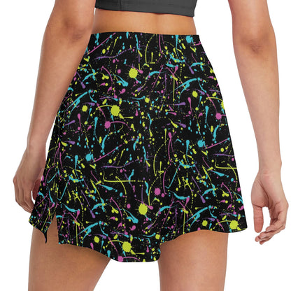 Splatter Multicolor Print Design LKS302 17" Golf & Pickleball Skort with Pockets