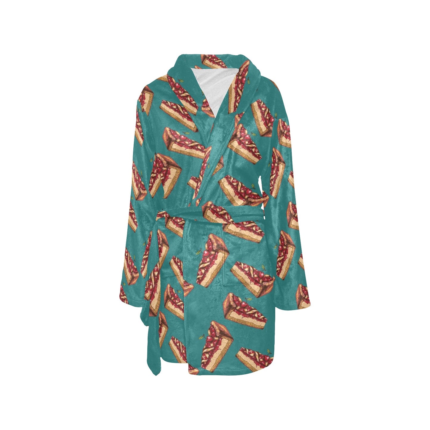 Cheesecake Cherry Pattern Print Design CK03 Women's Fleece Robe
