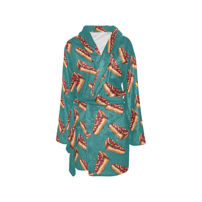 Cheesecake Cherry Pattern Print Design CK03 Women's Fleece Robe