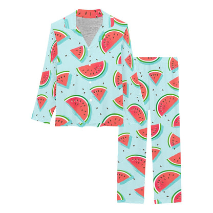 Watermelon Pattern Print Design WM03 Women's Long Pajama Set