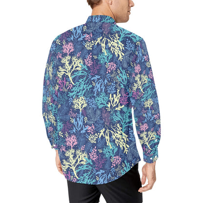 Seaweed Print Design LKS301 Men's Long Sleeve Dress Shirt