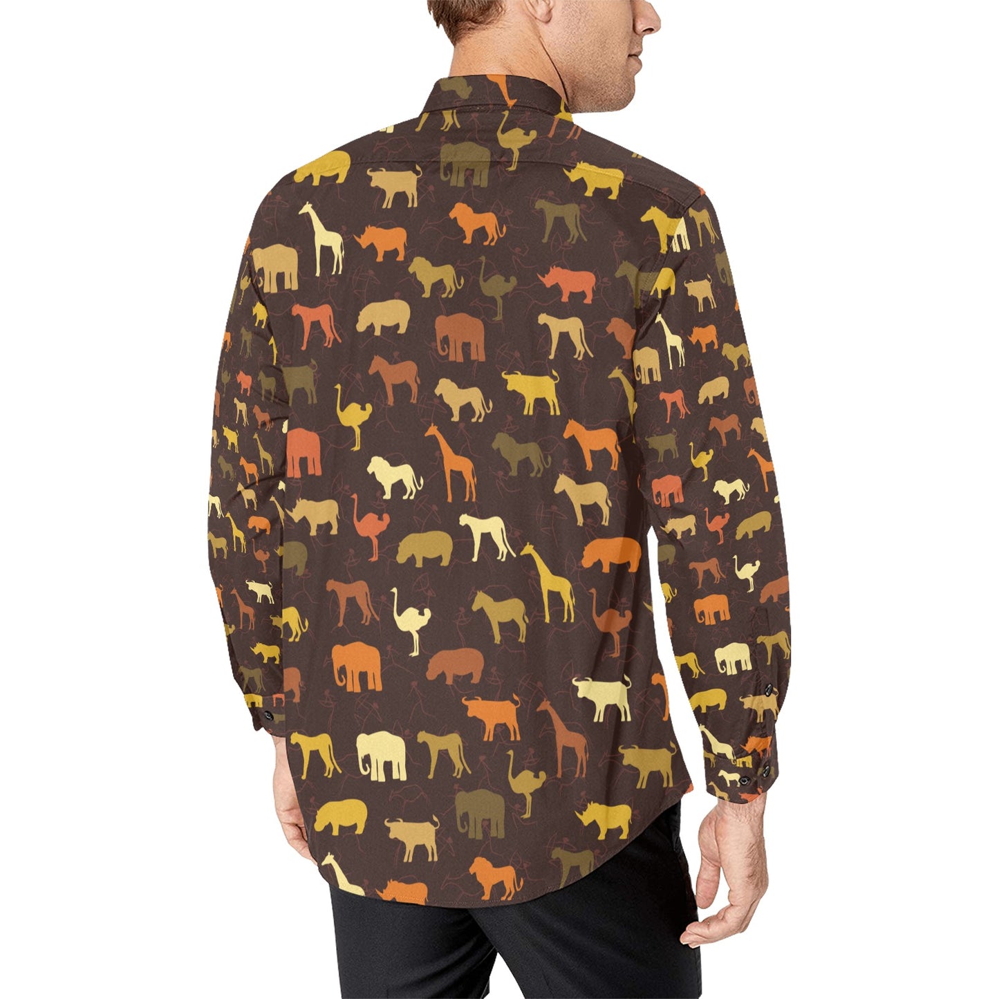 Safari Animal Print Design LKS301 Men's Long Sleeve Dress Shirt