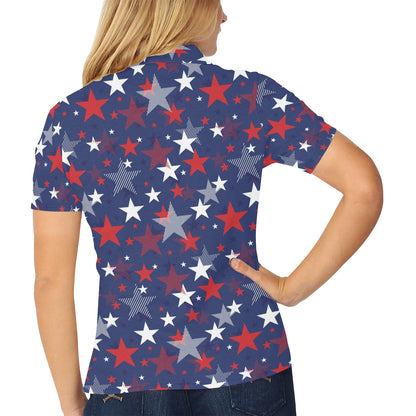 Star Print Design LKS304 Women's Polo Shirt