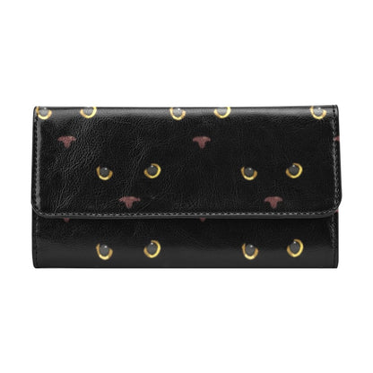 Black Cat Face Print Pattern Women's Trifold Wallet