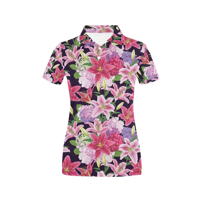 Lily Pattern Print Design LY017 Women's Polo Shirt