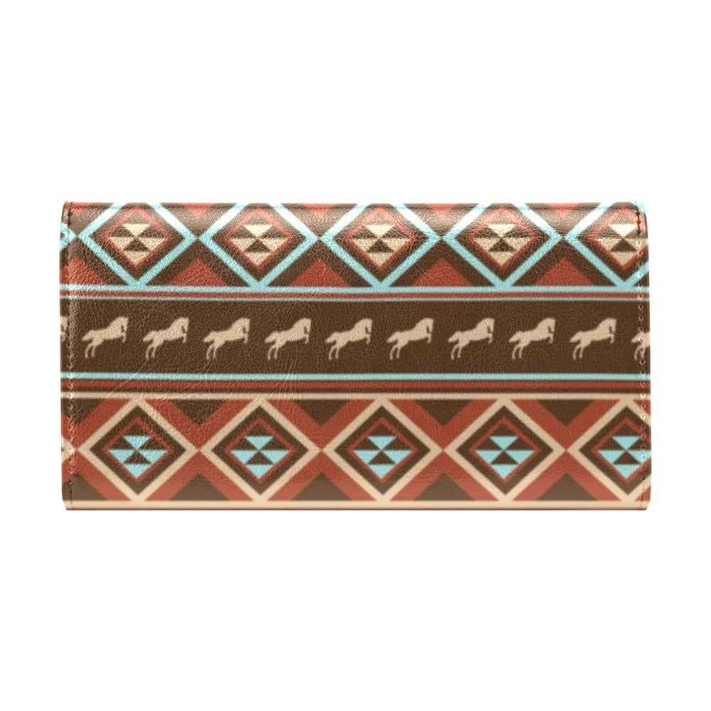 Western Horse Pattern Print LKS301 Women's Trifold Wallet