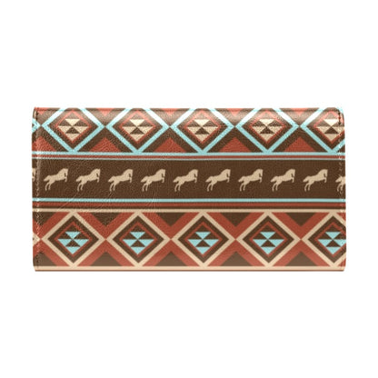 Western Horse Pattern Print LKS301 Women's Trifold Wallet