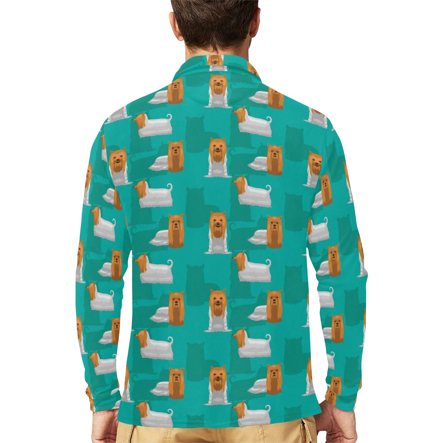 Silky Terriers Print Design LKS301 Long Sleeve Polo Shirt For Men's