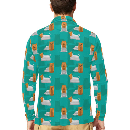 Silky Terriers Print Design LKS301 Long Sleeve Polo Shirt For Men's