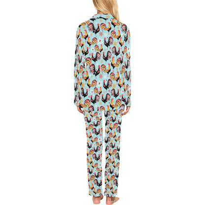 Rooster Themed Design Women's Long Pajama Set