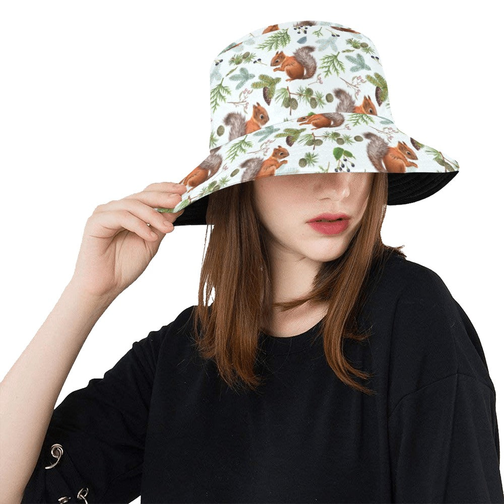 Squirrel Print Design LKS308 Unisex Bucket Hat
