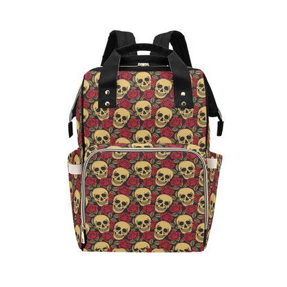 Skull And Roses Print Design LKS302 Diaper Bag Backpack