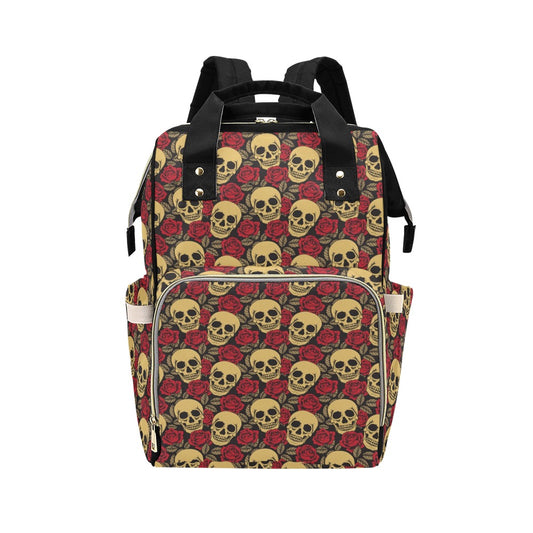 Skull And Roses Print Design LKS302 Diaper Bag Backpack
