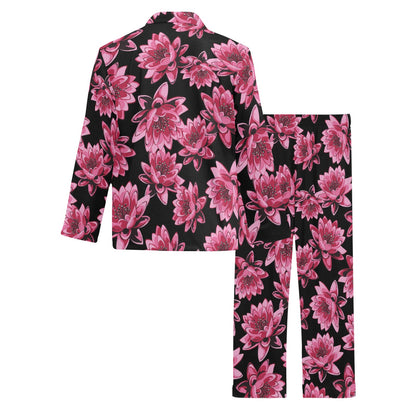 Lotus Pattern Print Design 03 Men's Long Pajama Set