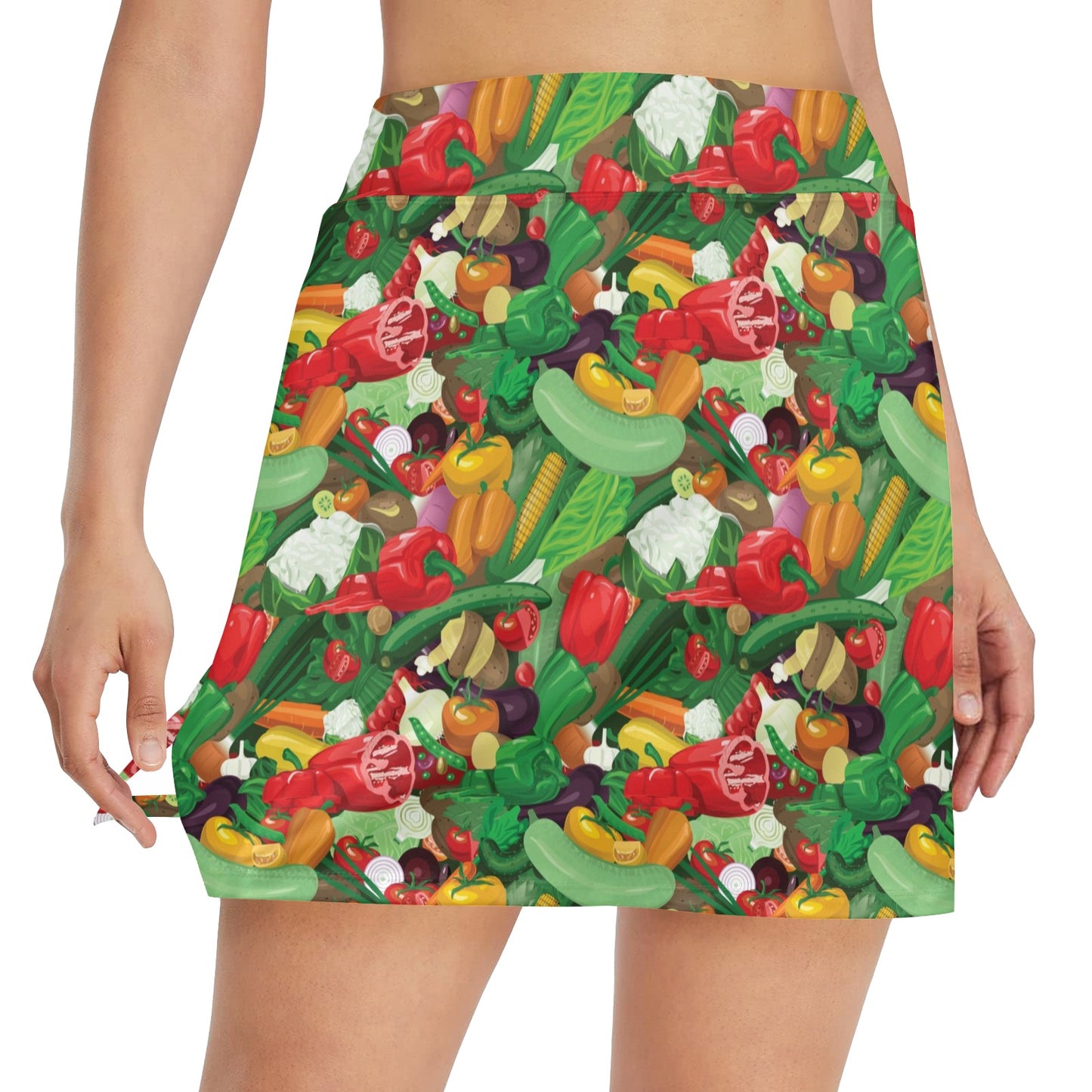 Salad Mix Vegetableprint Design LKS301 17" Golf & Pickleball Skort with Pockets