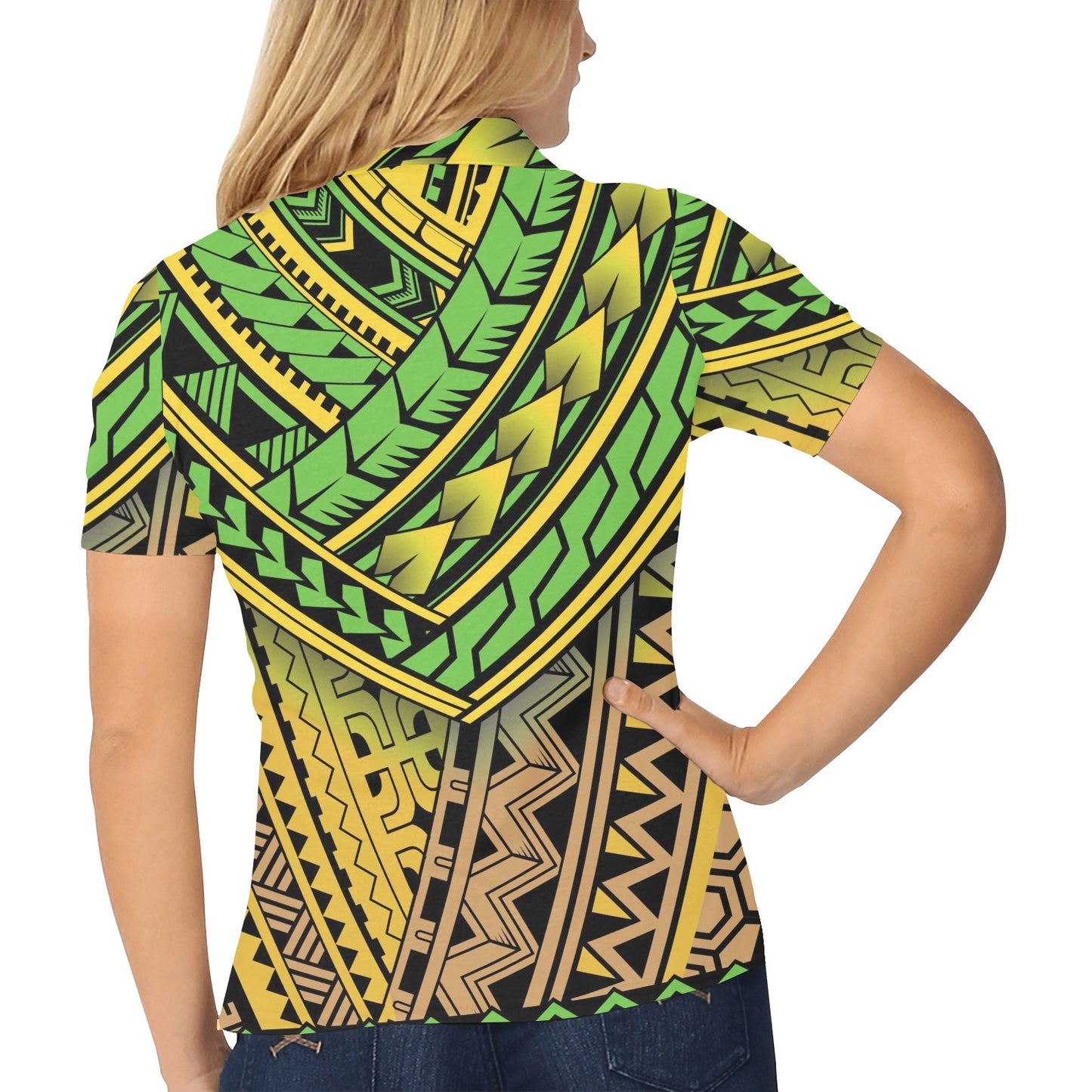 Polynesian Tribal Color Women's Polo Shirt