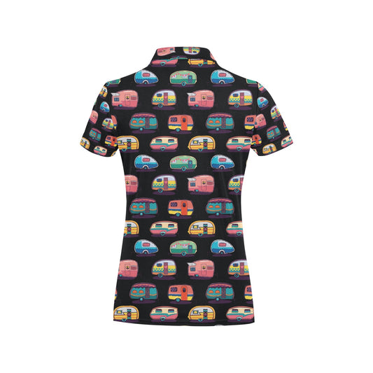 Camper Camping Pattern Women's Polo Shirt