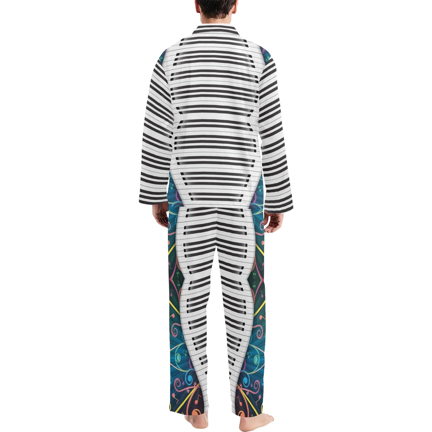 Piano Pattern Print Design 01 Men's Long Pajama Set