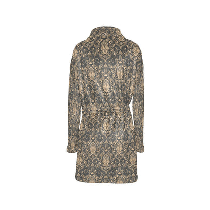 Damask Elegant Luxury Print Pattern Women's Fleece Robe