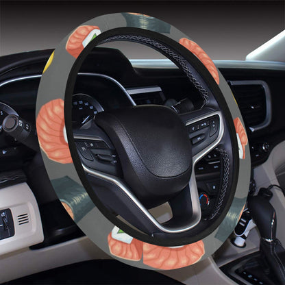 Sushi Print Design LKS302 Steering Wheel Cover with Elastic Edge
