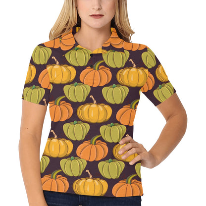 Pumpkin Pattern Print Design A01 Women's Polo Shirt