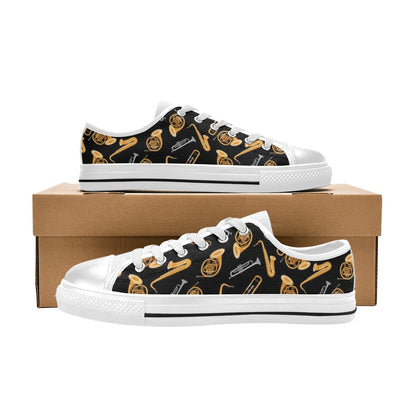 Saxophone Print Design LKS403 Women's White Low Top Shoes