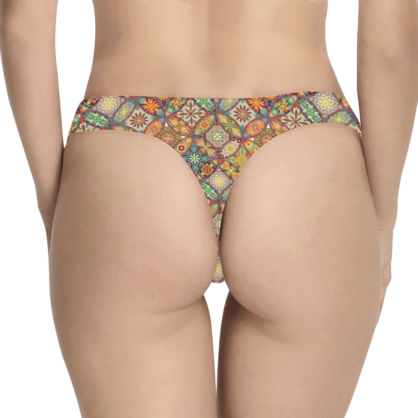 Mandala Flower Themed Design Print Women's Thongs