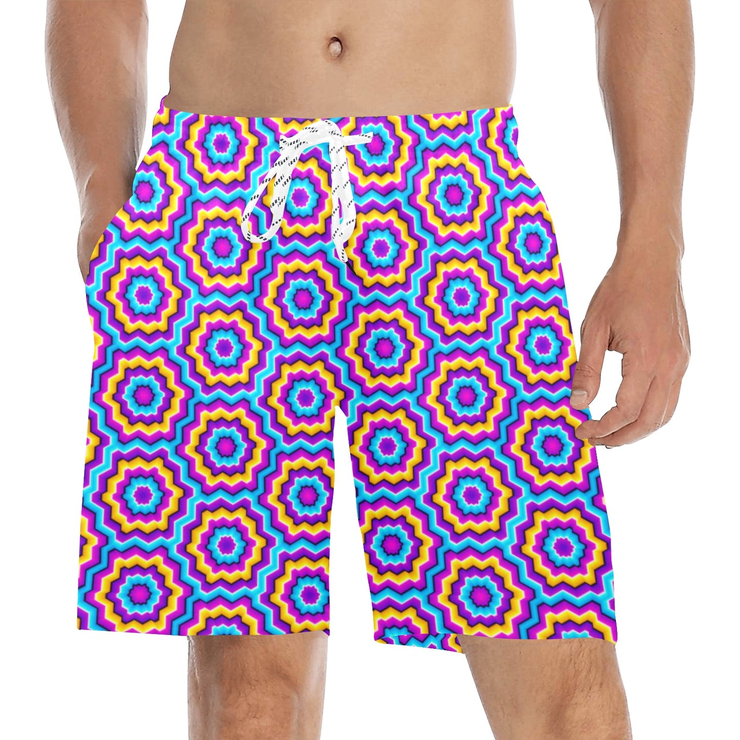 Optical illusion Techno Movement Men's Swim Trunks Beach Shorts