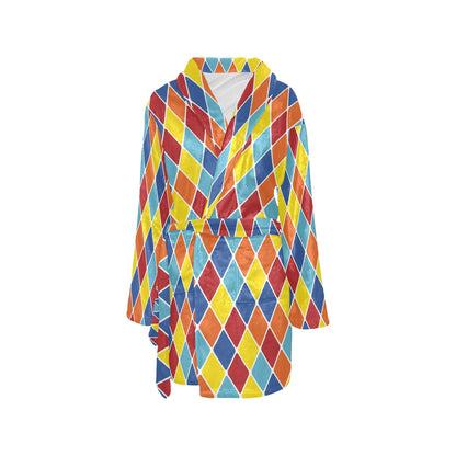 Harlequin Pattern Print Design 01 Women's Fleece Robe