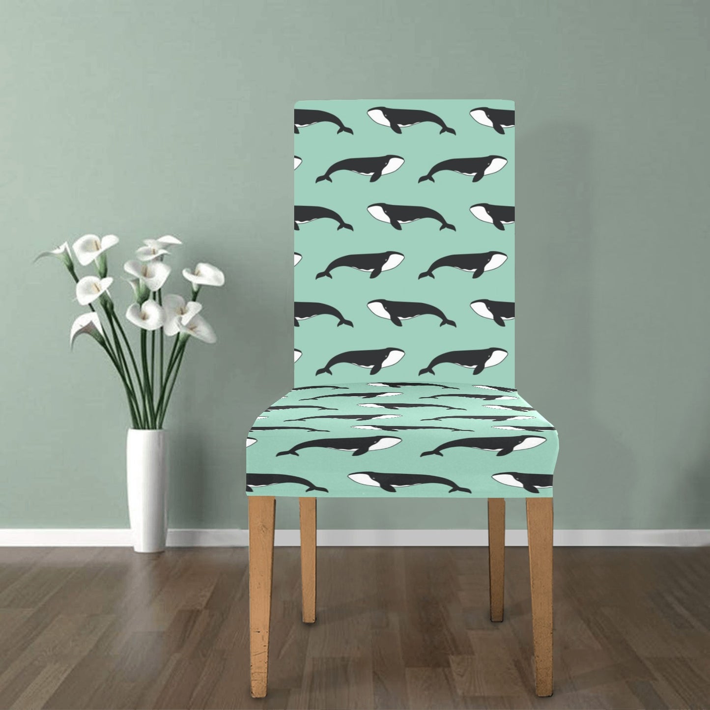 Whale Print Design LKS307 Dining Chair Slipcover