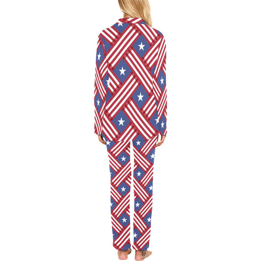 American flag Pattern Women's Long Pajama Set