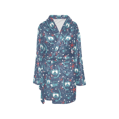 Scuba Equipment Print Design LKS302 Women's Fleece Robe