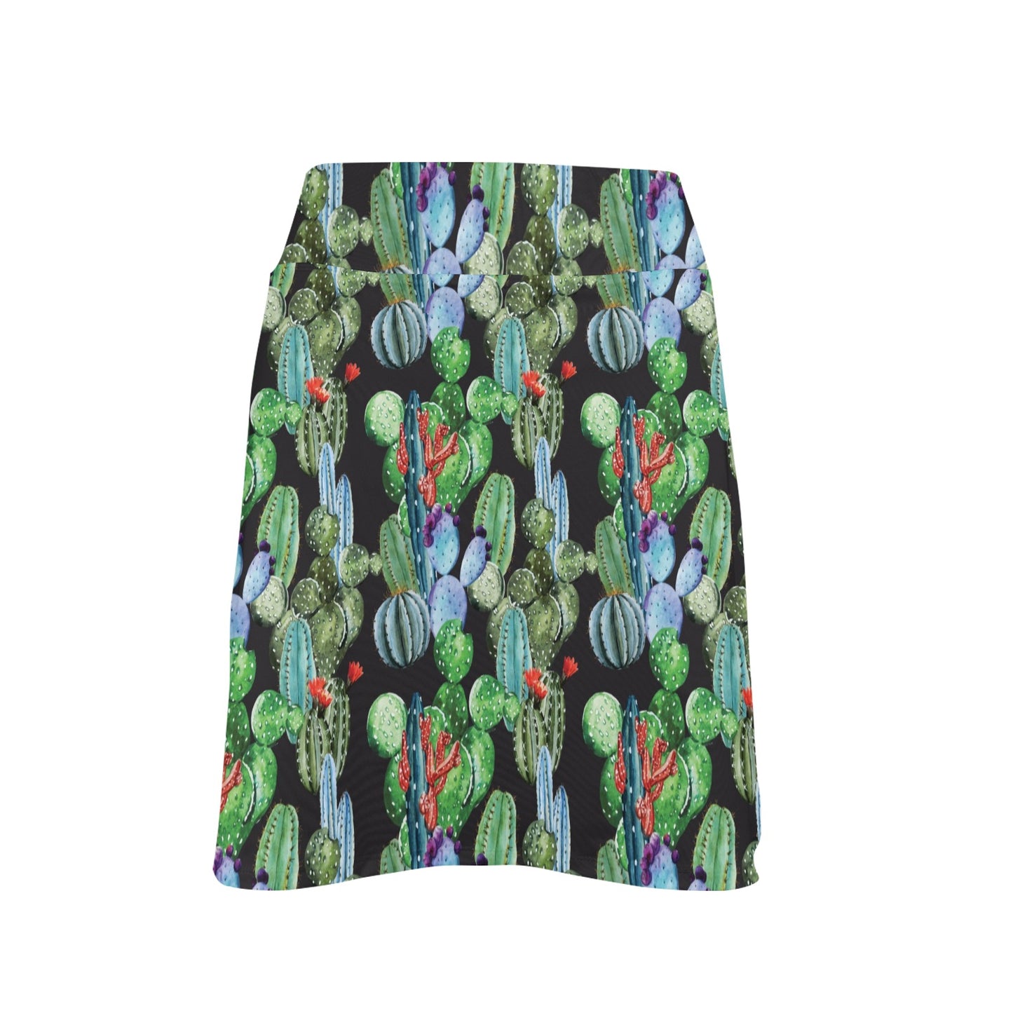 Cactus Watercolor Style Print Women's Golf Skirt with Pocket