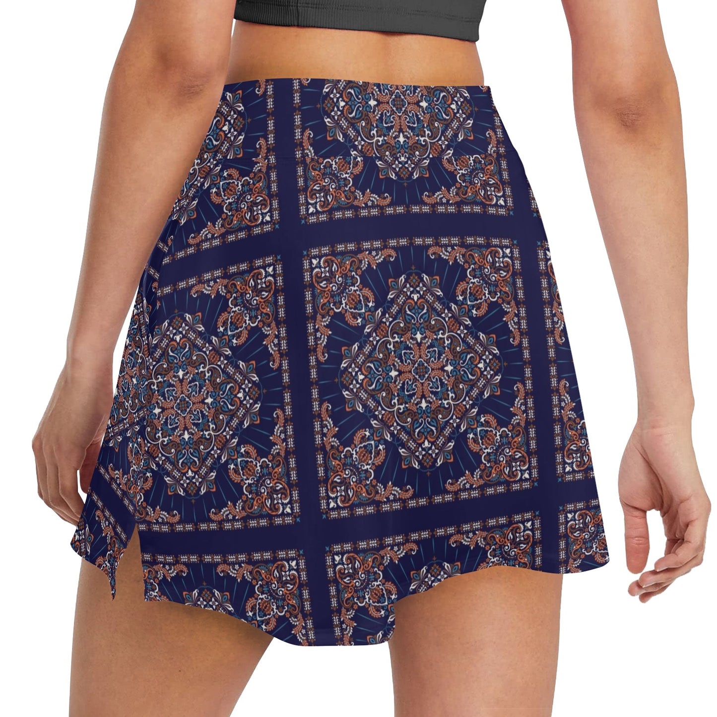 Bandana Print Design LKS3012 Women's Golf Skirt with Pocket