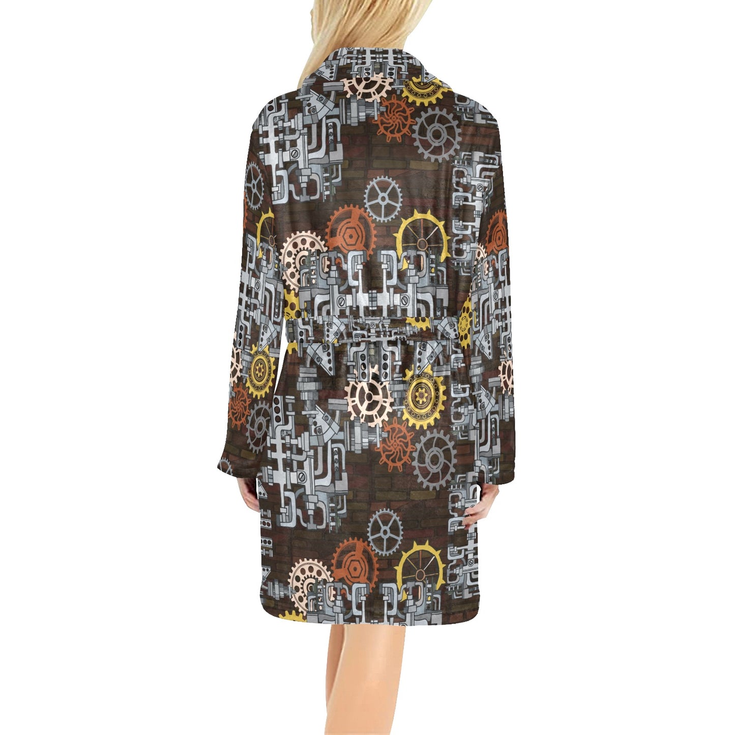 Mechanic Pattern Print Design 04 Women's Fleece Robe