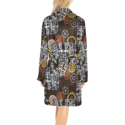 Mechanic Pattern Print Design 04 Women's Fleece Robe