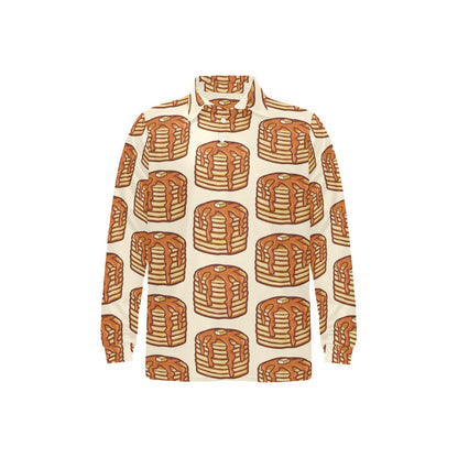 Pancake Pattern Print Design A02 Long Sleeve Polo Shirt For Men's