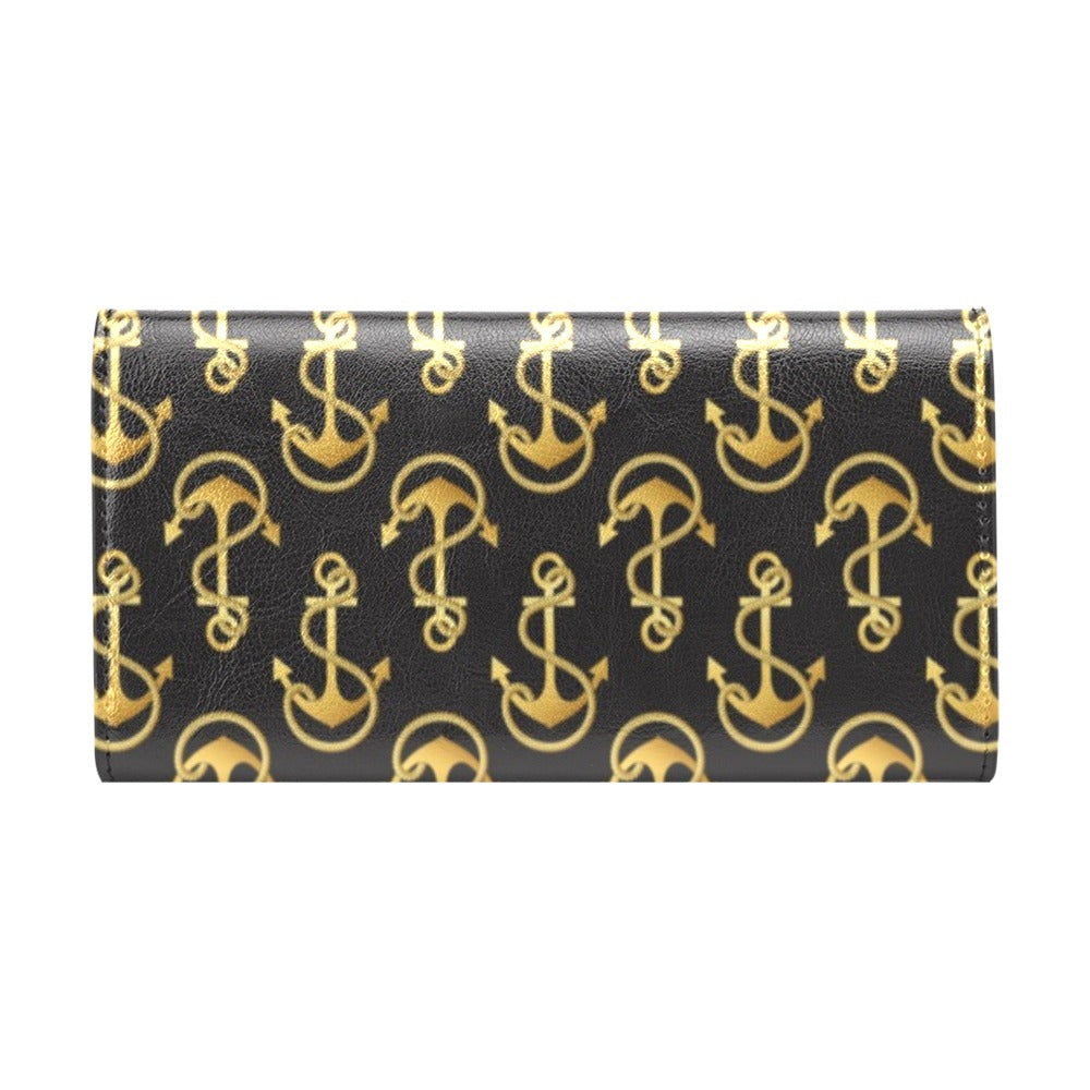 Anchor Gold Pattern Women's Trifold Wallet