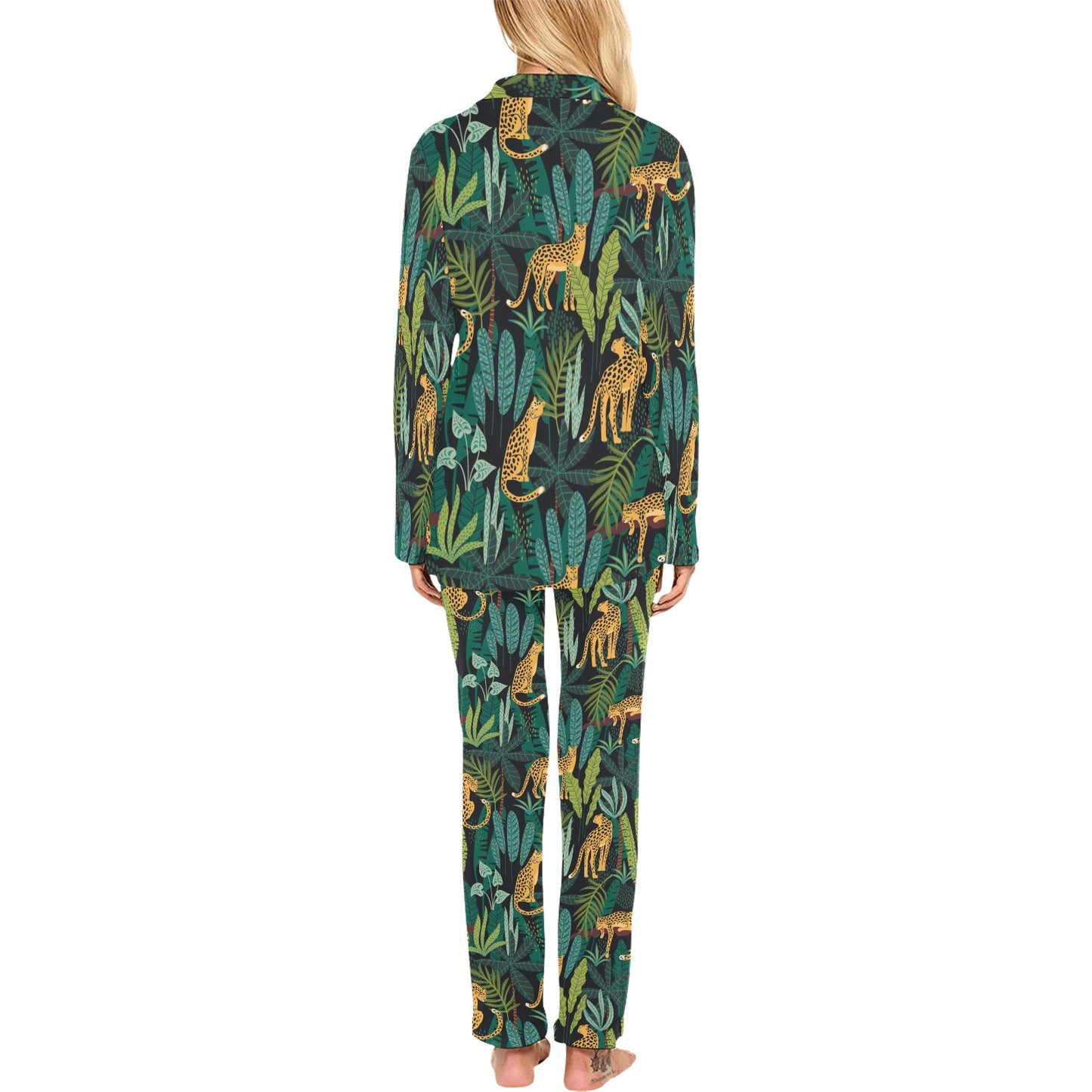 Jaguar Jungle Pattern Print Design 03 Women's Long Pajama Set