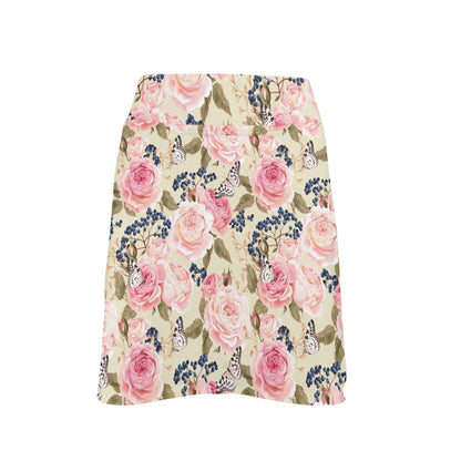 Floral Pink Butterfly Print 17" Golf & Pickleball Skort with Pockets