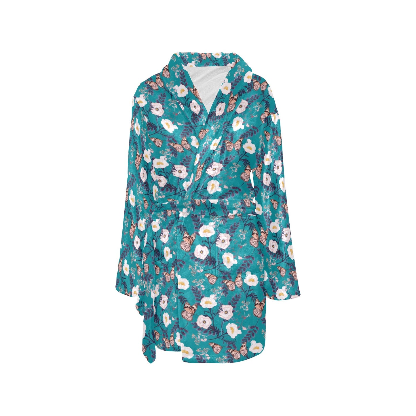 Butterfly Pattern Print Design 012 Women's Fleece Robe