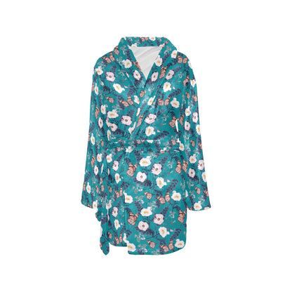 Butterfly Pattern Print Design 012 Women's Fleece Robe