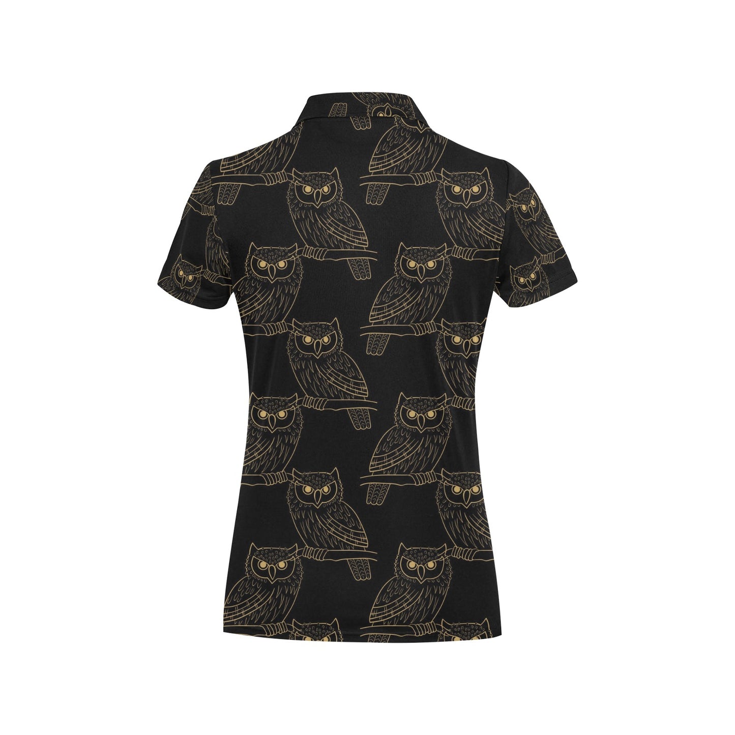 Gold Owl Pattern Women's Polo Shirt