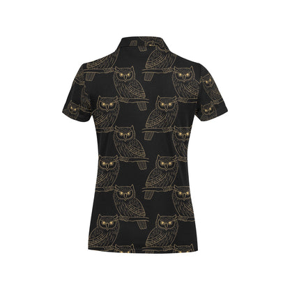 Gold Owl Pattern Women's Polo Shirt