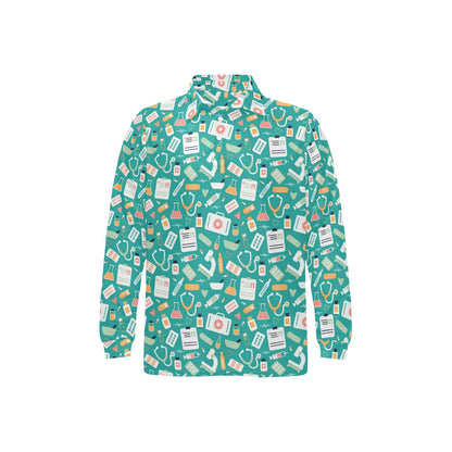 Medical Pattern Print Design 03 Long Sleeve Polo Shirt For Men's