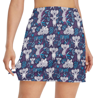 Koala Cute Themed Design Print 17" Golf & Pickleball Skort with Pockets