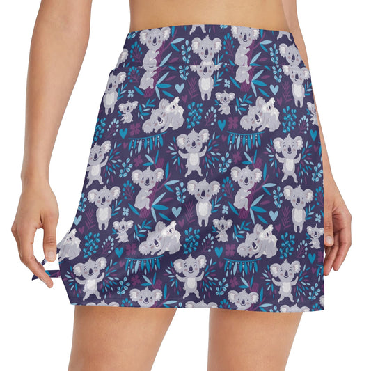 Koala Cute Themed Design Print 17" Golf & Pickleball Skort with Pockets