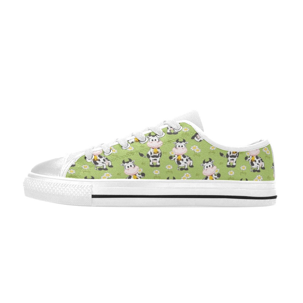 Cattle Print Design LKS401 Women's White Low Top Shoes