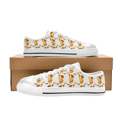 Saxophone Print Design LKS404 Women's White Low Top Shoes